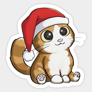 Cat With Santa Hat Sticker